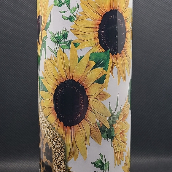 Sunflower and Leopard Print 30 ounce Insulated Tumbler - Picture 3 of 9